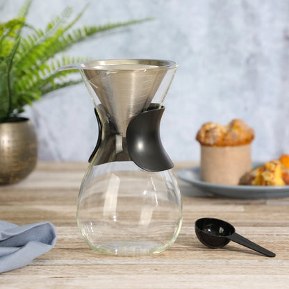 Mr. Coffee Verduzco 3-Piece 34oz Borosilicate Glass Pour Over w/ Hand Guard