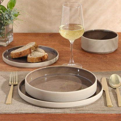 Gibson Elite Liberty Bay 16-Piece Pottery Clay Stoneware Dinnerware Set –  Reactive Glaze, Stackable Plates and Bowls W/ Pasta Bowl, Service for 4 – Microwave & Dishwasher Safe