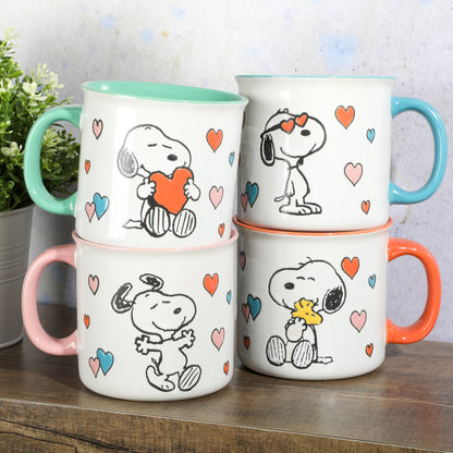 Peanuts Mothers Love 4-Pack Large 21oz Camper Stoneware Mug Set