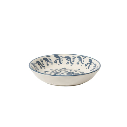 Bloomhouse - 2-Time Oprah’s Favorite Things - Valencia Flor 16 Piece Dinnerware Set, Artisanal Decorated Stoneware Plates & Bowls, Service for 4, Microwave & Dishwasher Safe, Iris Blue