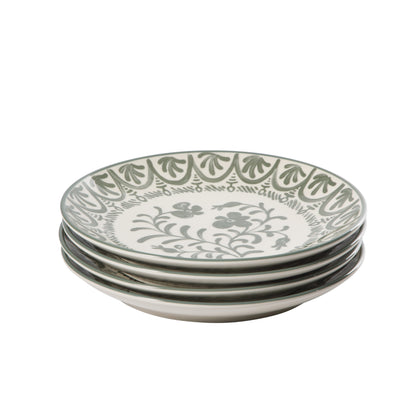 Bloomhouse - 2-Time Oprah’s Favorite Things - Valencia Flor 4 Piece 10.75” Dinner Plate Set, Stoneware Plates, Mediterranean Floral Decal Design, Microwave & Dishwasher Safe