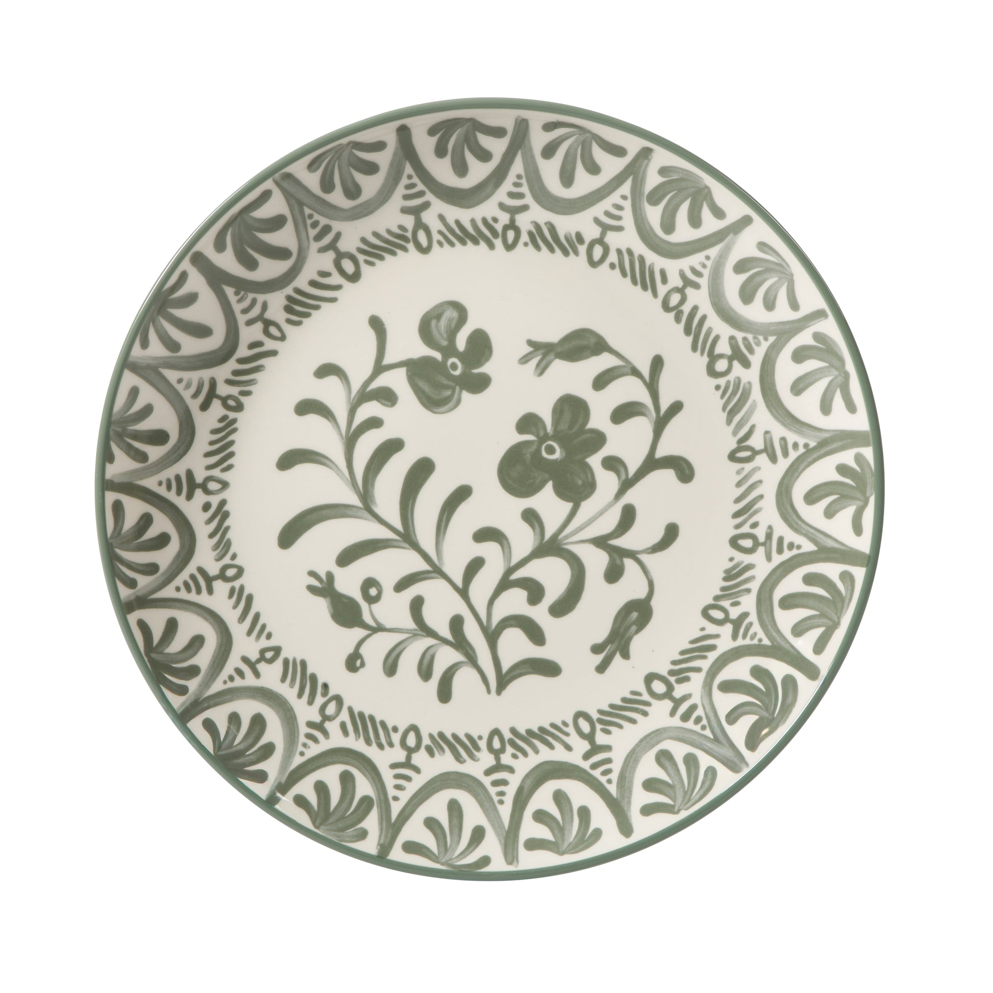Bloomhouse - 2-Time Oprah’s Favorite Things - Valencia Flor 4 Piece 10.75” Dinner Plate Set, Stoneware Plates, Mediterranean Floral Decal Design, Microwave & Dishwasher Safe