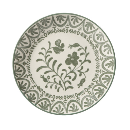 Bloomhouse - 2-Time Oprah’s Favorite Things - Valencia Flor 4 Piece 10.75” Dinner Plate Set, Stoneware Plates, Mediterranean Floral Decal Design, Microwave & Dishwasher Safe