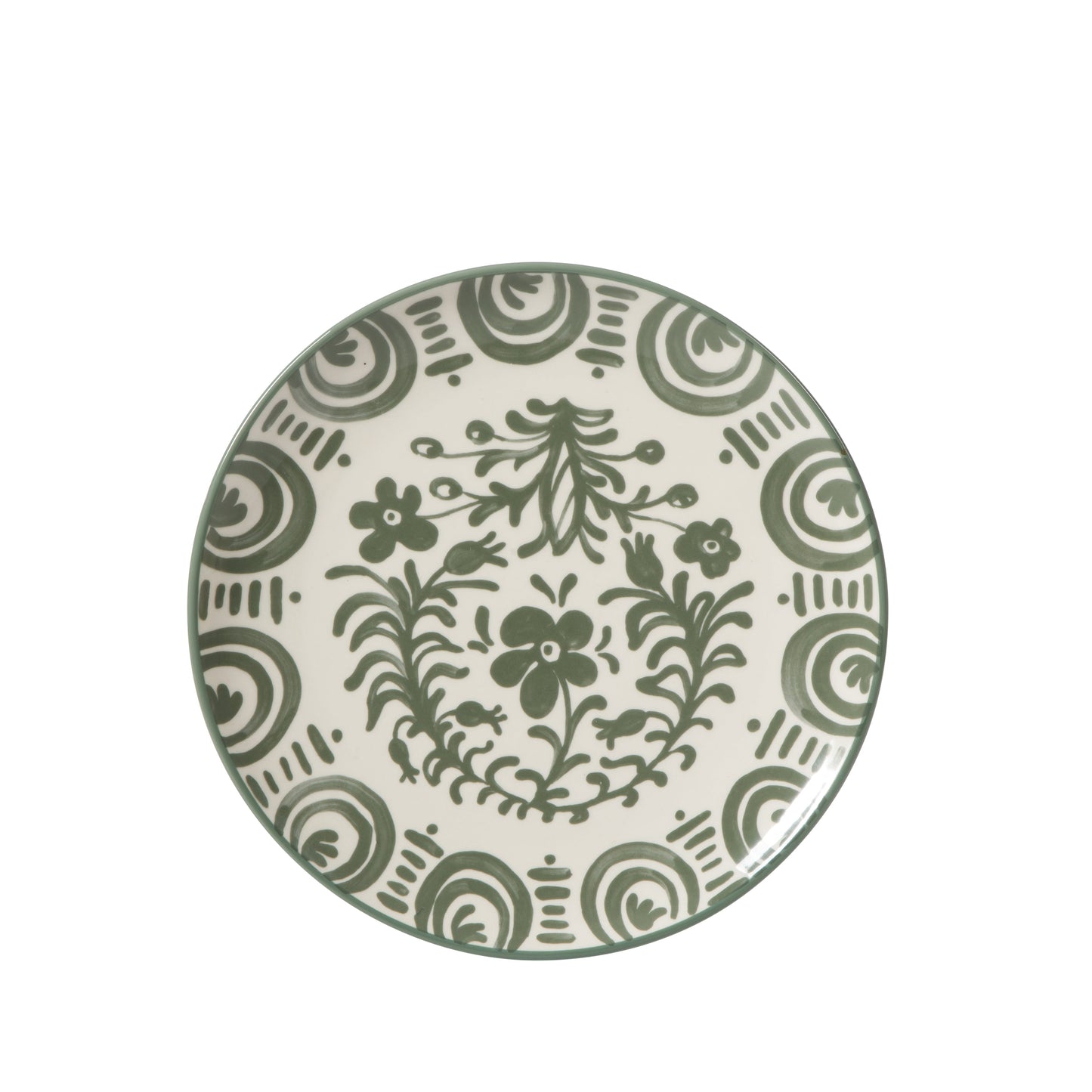Bloomhouse - 2-Time Oprah’s Favorite Things - Valencia Flor 4 Piece Dessert & Salad Plate Set, 8.75” Stoneware Plates, Mediterranean Floral Decal Design, Microwave & Dishwasher Safe