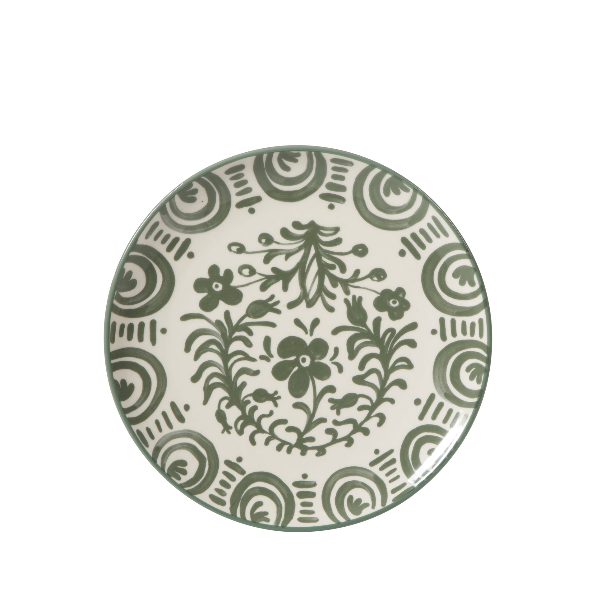 Bloomhouse - 2-Time Oprah’s Favorite Things - Valencia Flor 4 Piece Dessert & Salad Plate Set, 8.75” Stoneware Plates, Mediterranean Floral Decal Design, Microwave & Dishwasher Safe