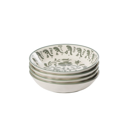 Bloomhouse - 2-Time Oprah’s Favorite Things - Valencia Flor 4 Piece Dinner Bowl Set, 8” Stoneware Pasta Bowls, Mediterranean Floral Decal Design, Microwave & Dishwasher Safe