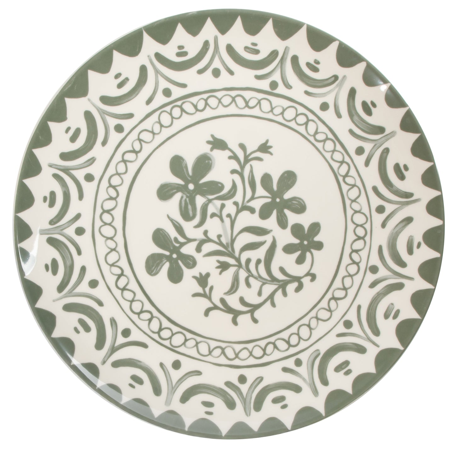 Bloomhouse - 2-Time Oprah’s Favorite Things - Valencia Flor 2 Piece 13” Serving Platter Set, Stoneware Platters, Mediterranean Floral Decal Design, Microwave & Dishwasher Safe, Iris Blue