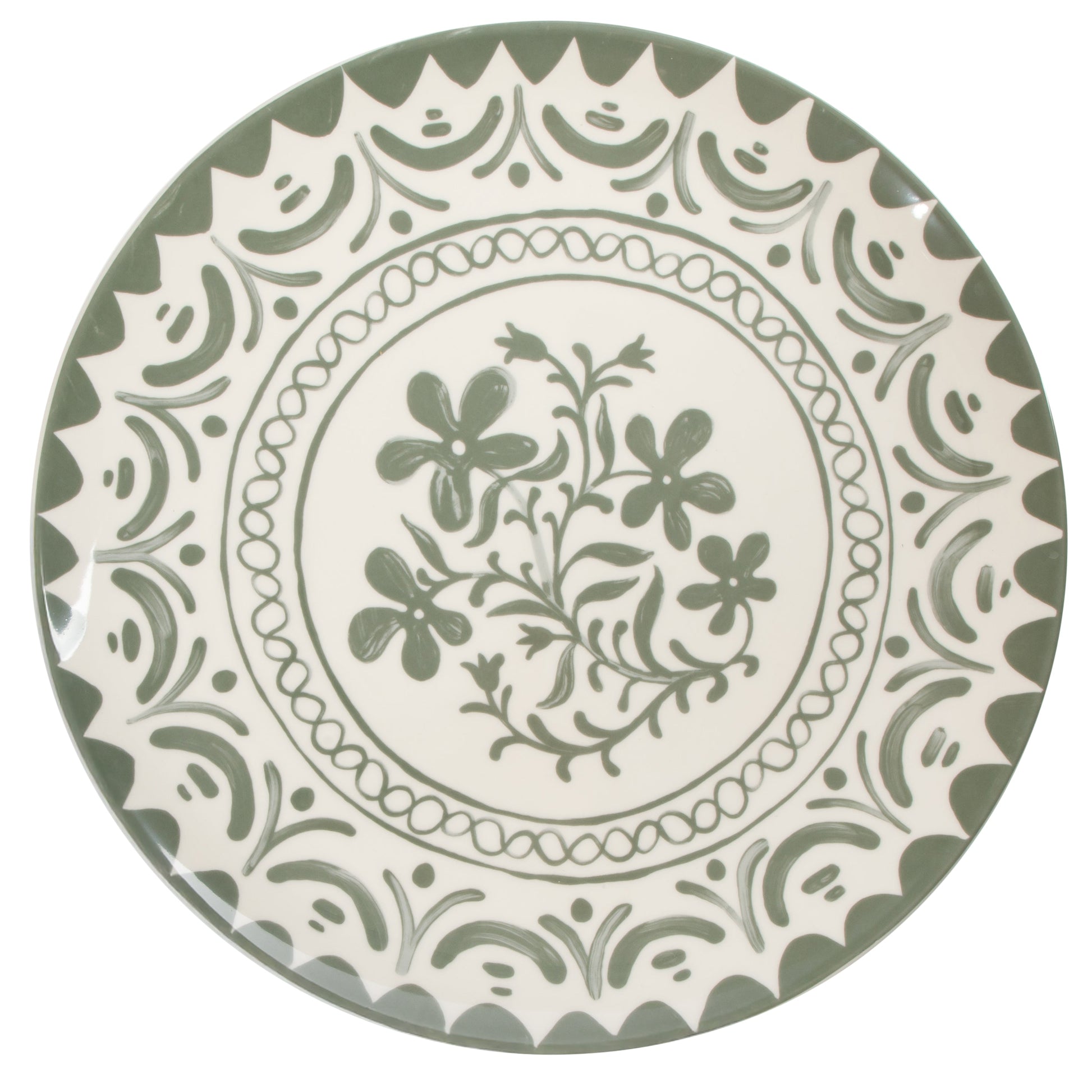 Bloomhouse - 2-Time Oprah’s Favorite Things - Valencia Flor 2 Piece 13” Serving Platter Set, Stoneware Platters, Mediterranean Floral Decal Design, Microwave & Dishwasher Safe, Iris Blue