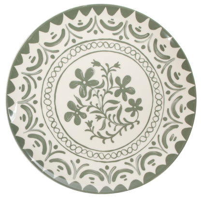 Bloomhouse - 2-Time Oprah’s Favorite Things - Valencia Flor 2 Piece 13” Serving Platter Set, Stoneware Platters, Mediterranean Floral Decal Design, Microwave & Dishwasher Safe, Iris Blue