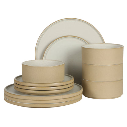 Gibson Elite Villa Amadora - Made in Portugal - 12 Piece Dinnerware Set for 4, Stoneware Plates and Bowls Sets,Dinner Plates, Salad Plates, Cereal Bowls