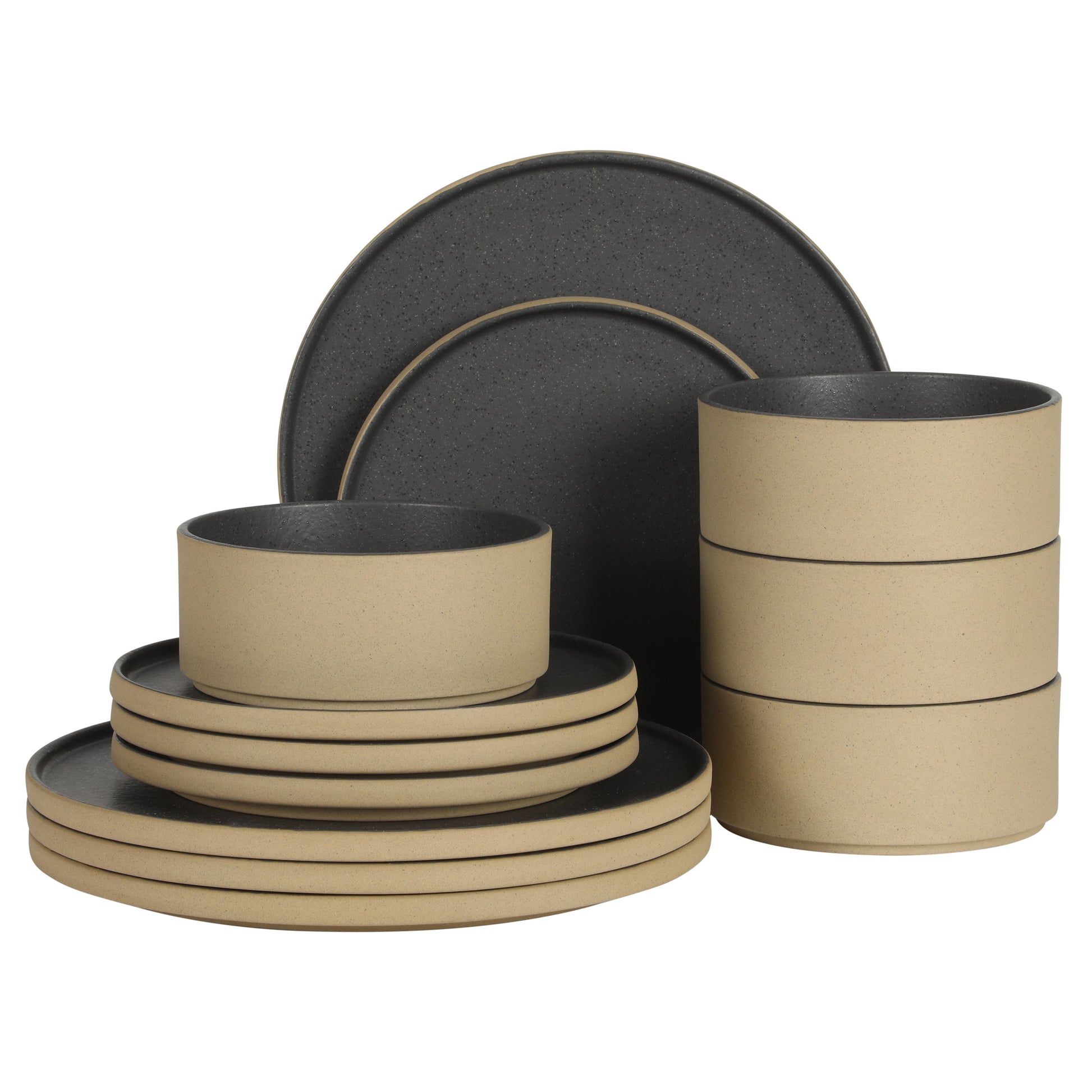 Gibson Elite Villa Amadora - Made in Portugal - 12 Piece Dinnerware Set for 4, Stoneware Plates and Bowls Sets,Dinner Plates, Salad Plates, Cereal Bowls