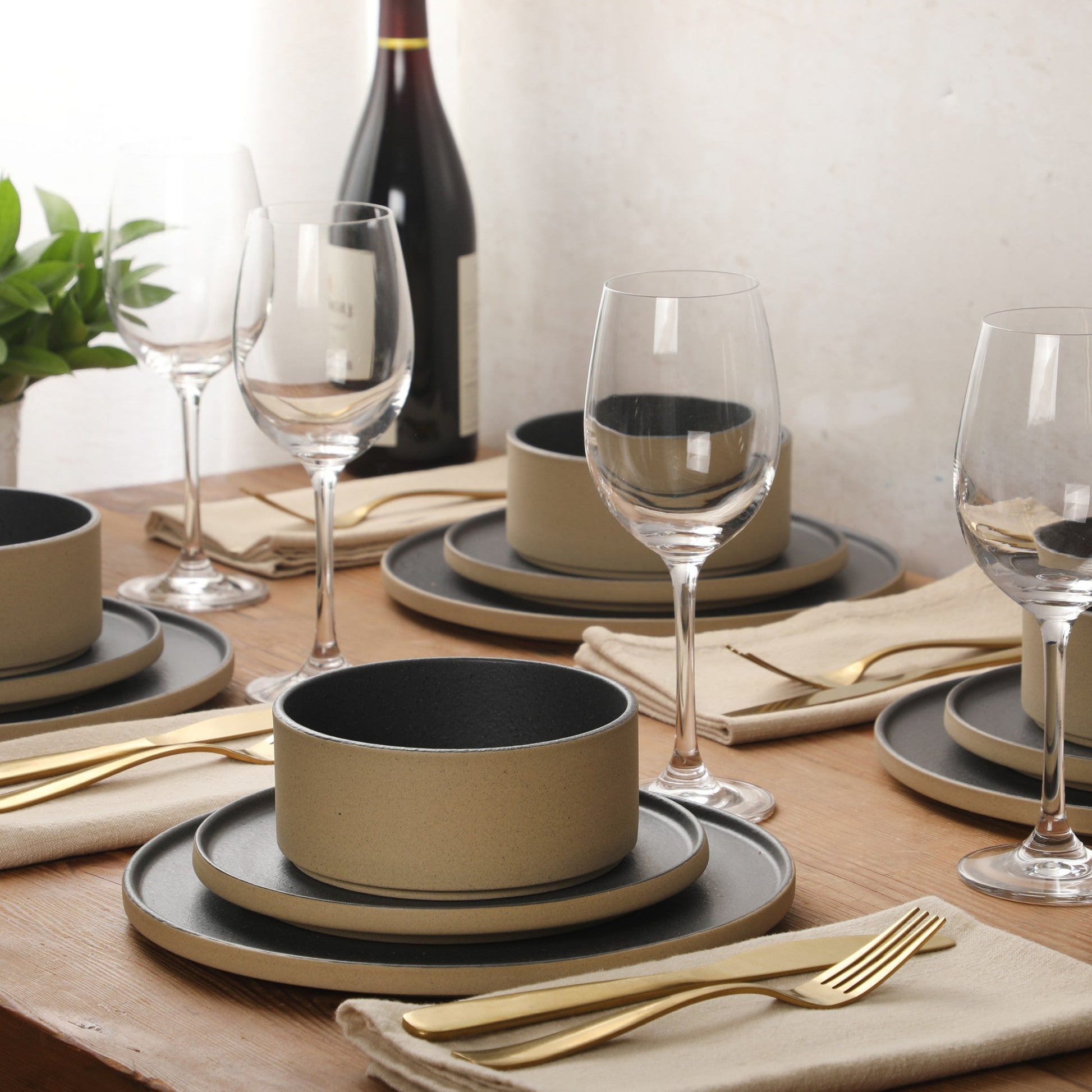 Gibson Elite Villa Amadora - Made in Portugal - 12 Piece Dinnerware Set for 4, Stoneware Plates and Bowls Sets,Dinner Plates, Salad Plates, Cereal Bowls