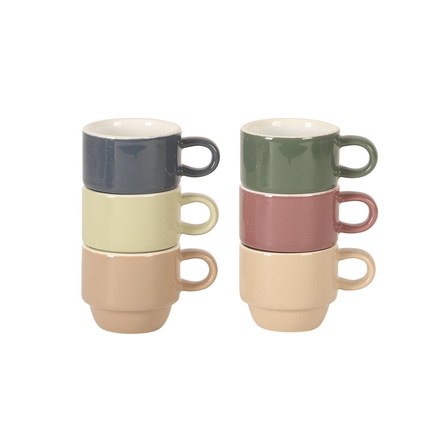 Gibson Home Brew Harmony 13 Piece Espresso Cup Set with Metal Rack, Stoneware Espresso Cups & Saucers, Solid Color Stackable Coffee Set, Café Style, Dishwasher & Microwave Safe