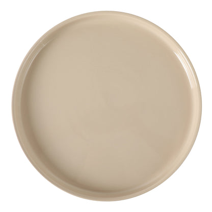 Gibson Elite 10.7-Inch Stoneware Cake Stand with Acacia Wood Base – Taupe Round Dessert Display Stand for Cakes, Cupcakes & Party Entertaining