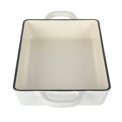 Crock-Pot Artisan 13" Enameled Cast Iron Lasagna Pan, Matte Linen White
