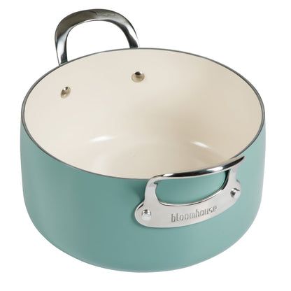 Bloomhouse 6-Quart Aluminum Enamel Dutch Oven w/ Non-Stick Non-Toxic Ceramic Interior and Ceramic Steamer Insert
