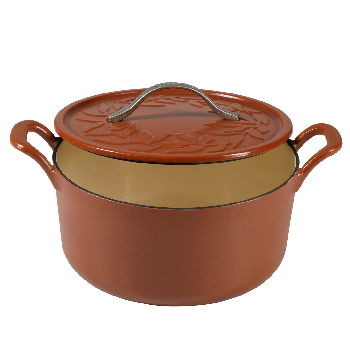 Bloomhouse 7 Qt Cast Iron Dutch Oven W/ Embossed Lid, European Enamel, & Olive Wood Trivet