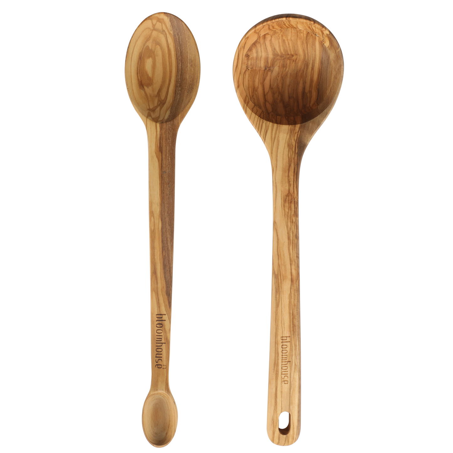 Bloomhouse Italian Olive Wood 2-Piece Extra-Large 14 Inch Ladle and Tasting Spoon Set