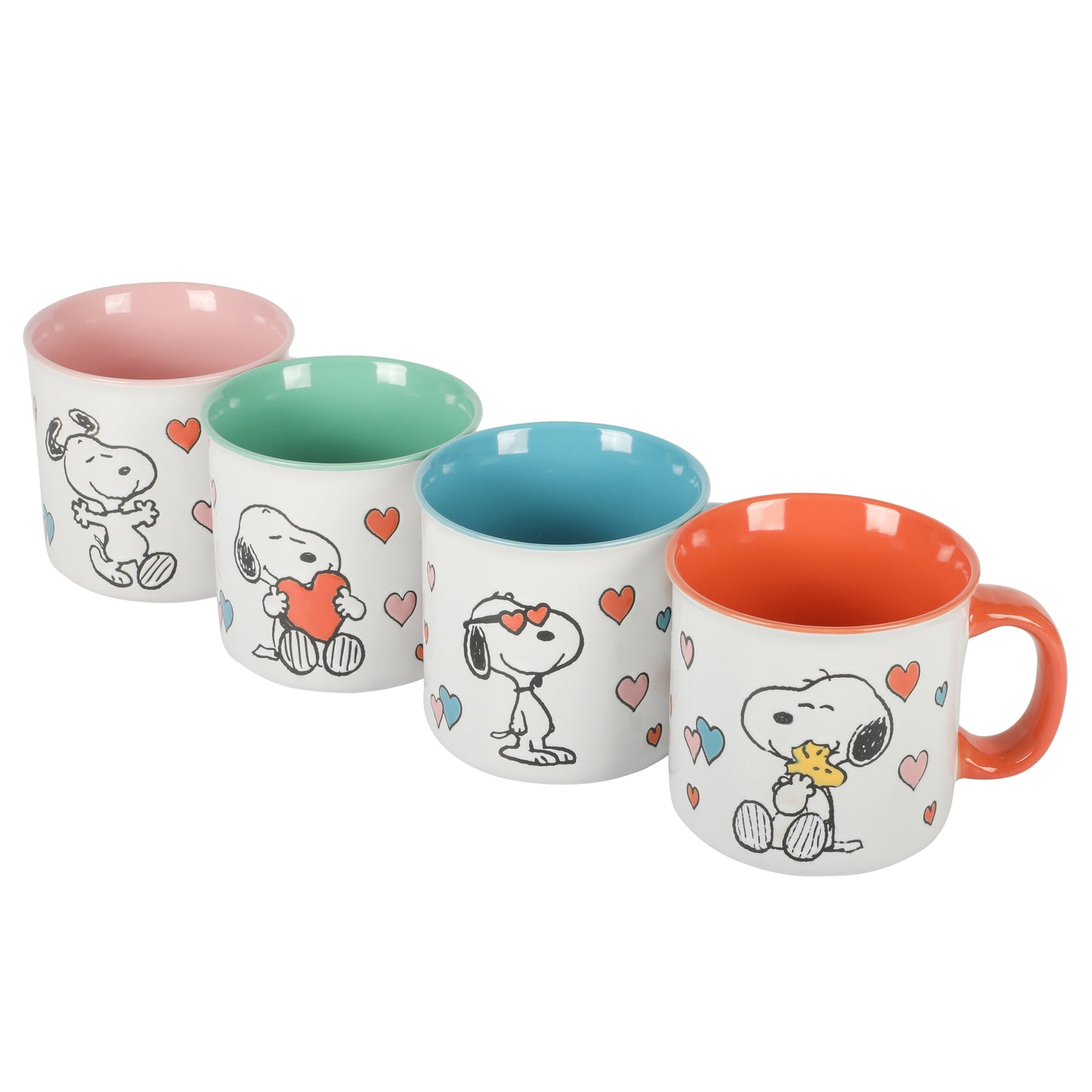 Peanuts Mothers Love 4-Pack Large 21oz Camper Stoneware Mug Set