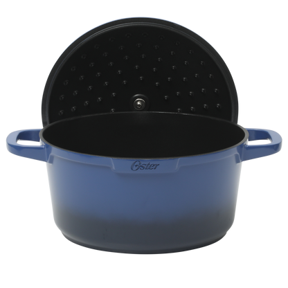 Oster Platinum Amberton 10 Piece Cast Aluminum Pots and Pans PFA Free Ceramic Non stick Cookware Set - Blue