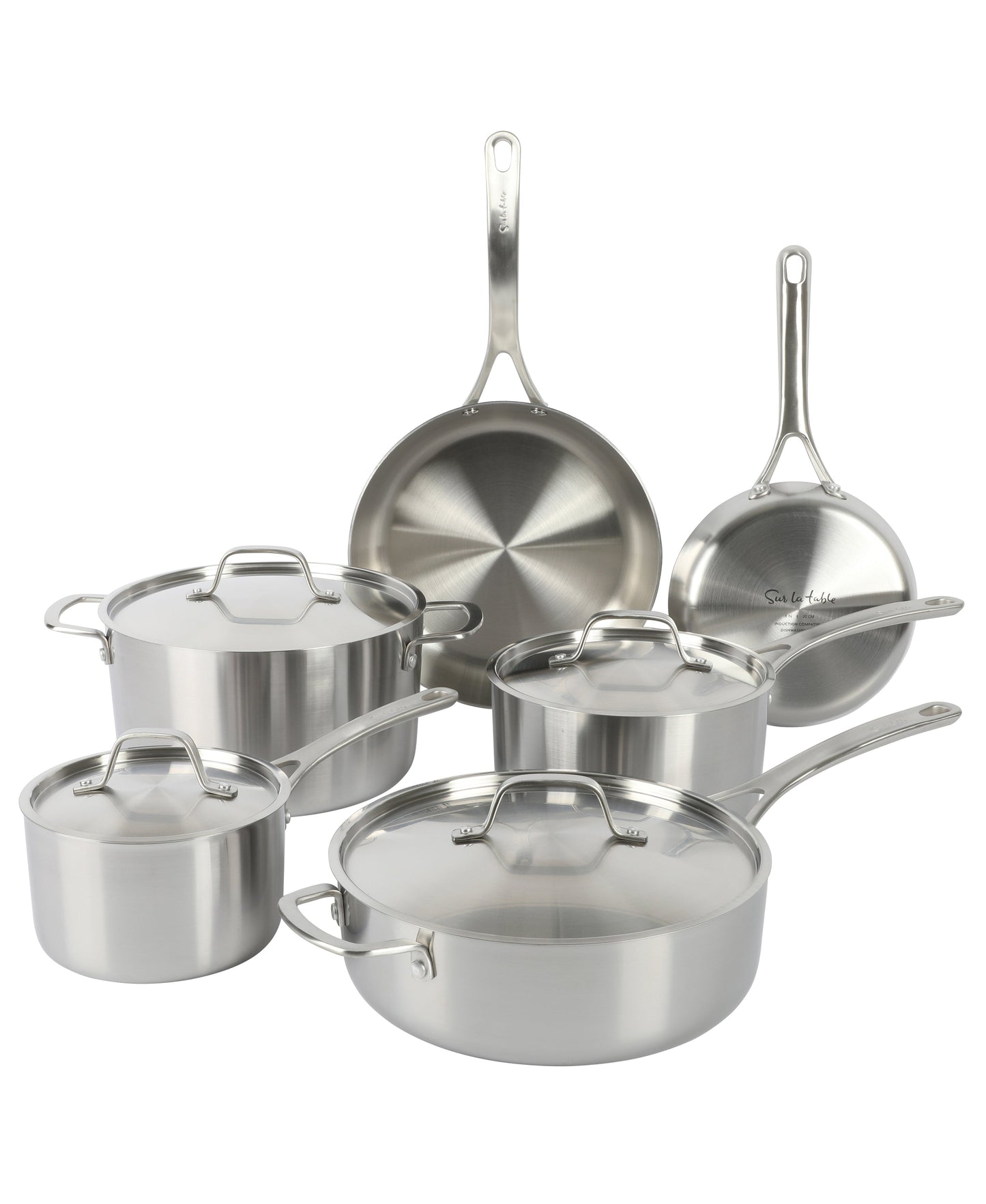 Sur La Table Pike and Pine 10-Piece Triply Stainless Steel Cookware Set w/ Stainless Steel Lids and Cast Handles