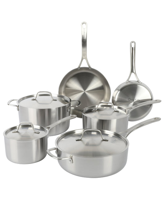 Sur La Table Pike and Pine 10-Piece Triply Stainless Steel Cookware Set w/ Stainless Steel Lids and Cast Handles