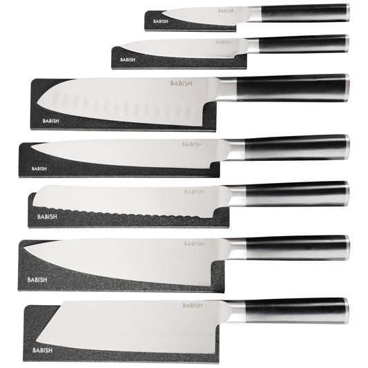 Babish High-Carbon 1.4116 German Steel 14 Piece Full Tang Forged Knife Set W/ Sheaths