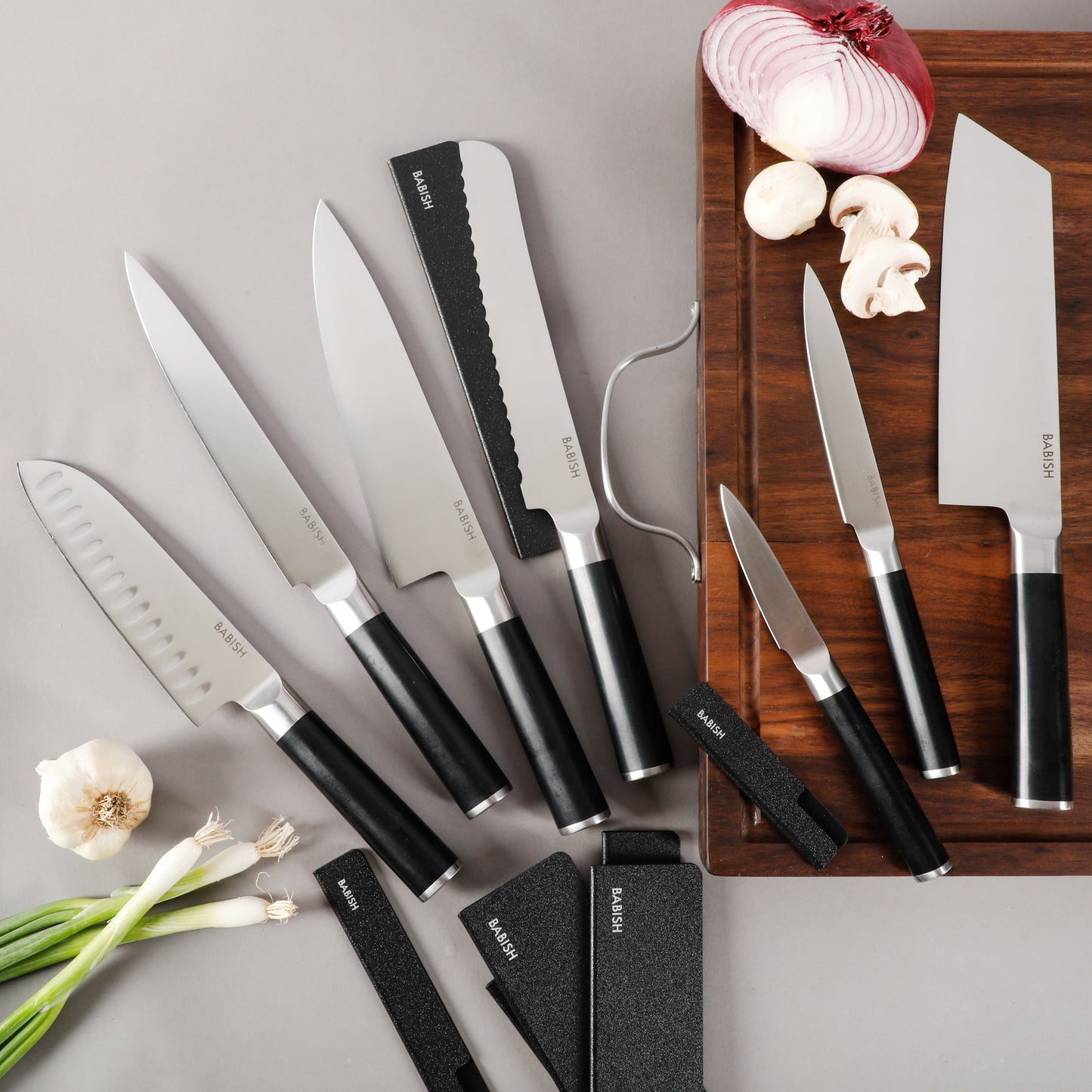 Babish High-Carbon 1.4116 German Steel 14 Piece Full Tang Forged Knife Set W/ Sheaths