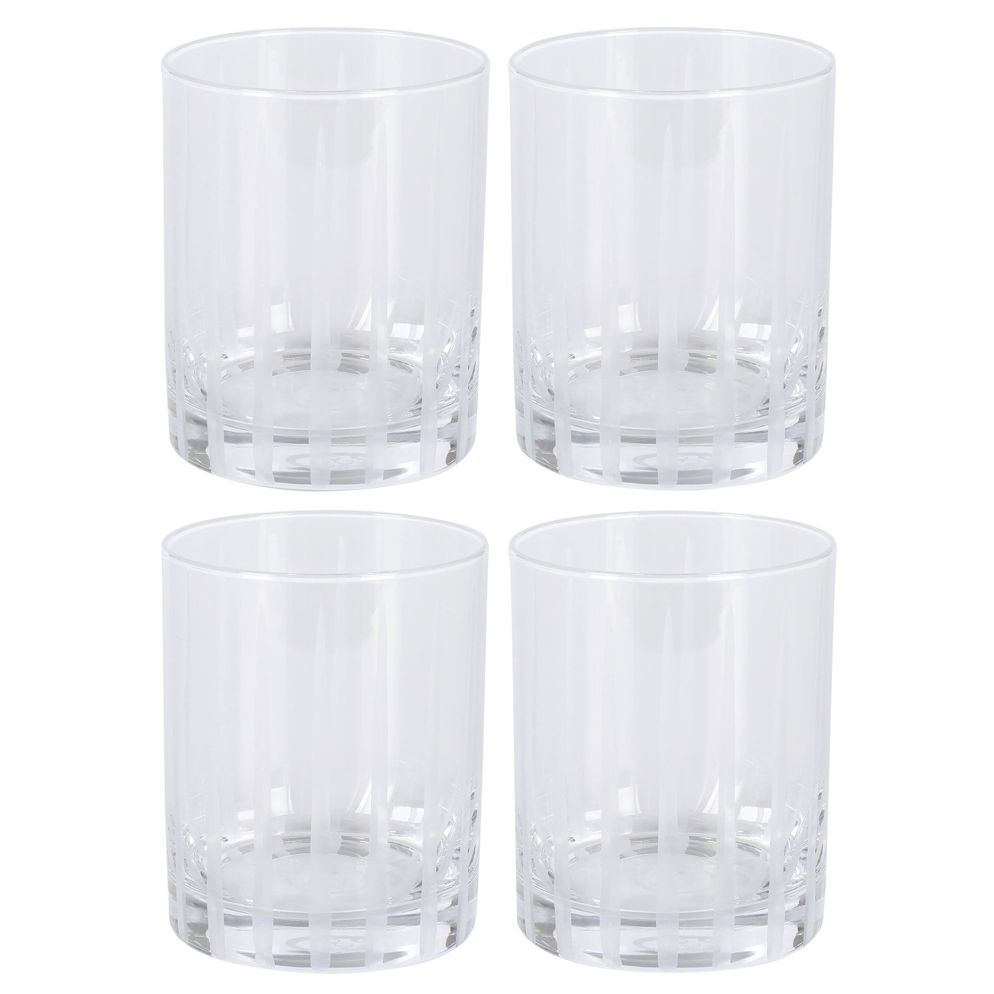 Babish 4 Piece 14 OZ DOF Old Fashioned Drinking and Whiskey Glass - Etched Handmade Clear Glass