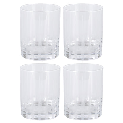 Babish 4 Piece 14 OZ DOF Old Fashioned Drinking and Whiskey Glass - Etched Handmade Clear Glass