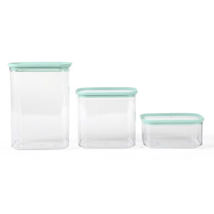 Martha Stewart Langstaff 6 Piece (92oz, 60oz, 26oz) Stackable Rectangular Container Set w/ Martha Blue Lids
