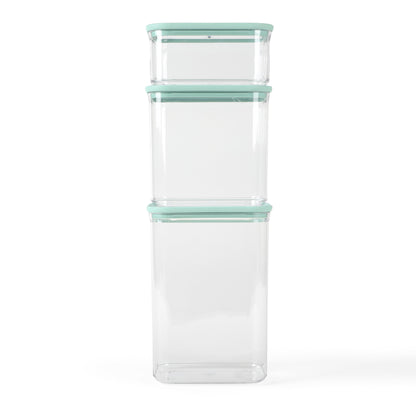 Martha Stewart Langstaff 6 Piece (92oz, 60oz, 26oz) Stackable Rectangular Container Set w/ Martha Blue Lids