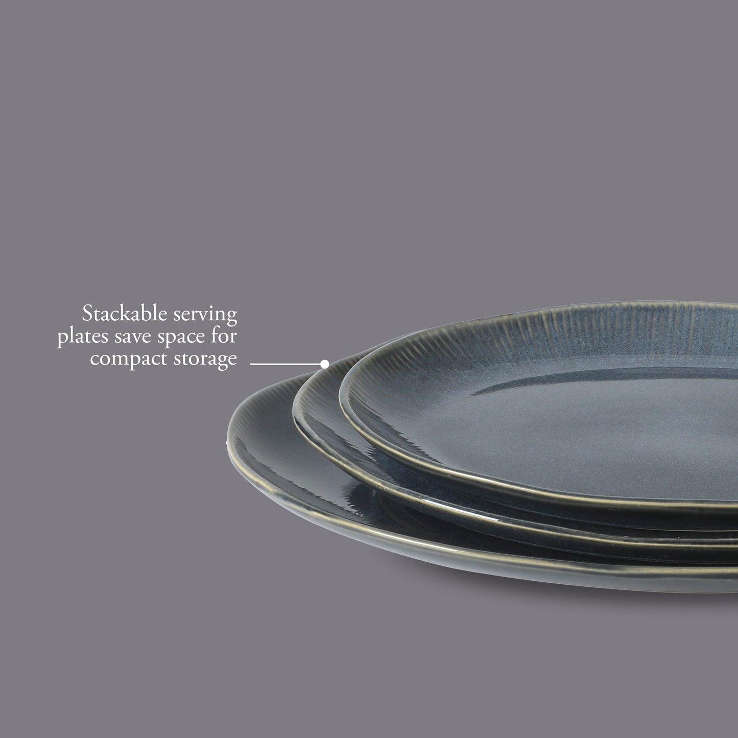 Gibson Elite Sandy Pines 3 Piece Oval Platter Set, 15.7”, 13.75” & 12” Stoneware Serving Platters, Reactive Glaze Finish, Microwave & Dishwasher Safe