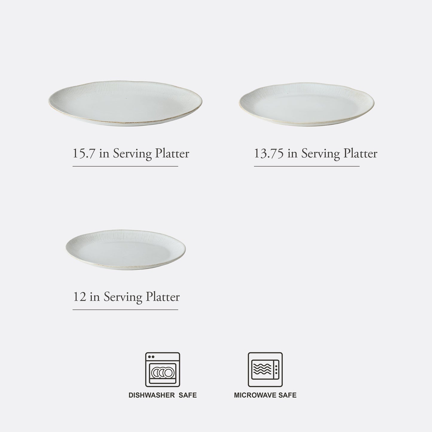 Gibson Elite Sandy Pines 3 Piece Oval Platter Set, 15.7”, 13.75” & 12” Stoneware Serving Platters, Reactive Glaze Finish, Microwave & Dishwasher Safe