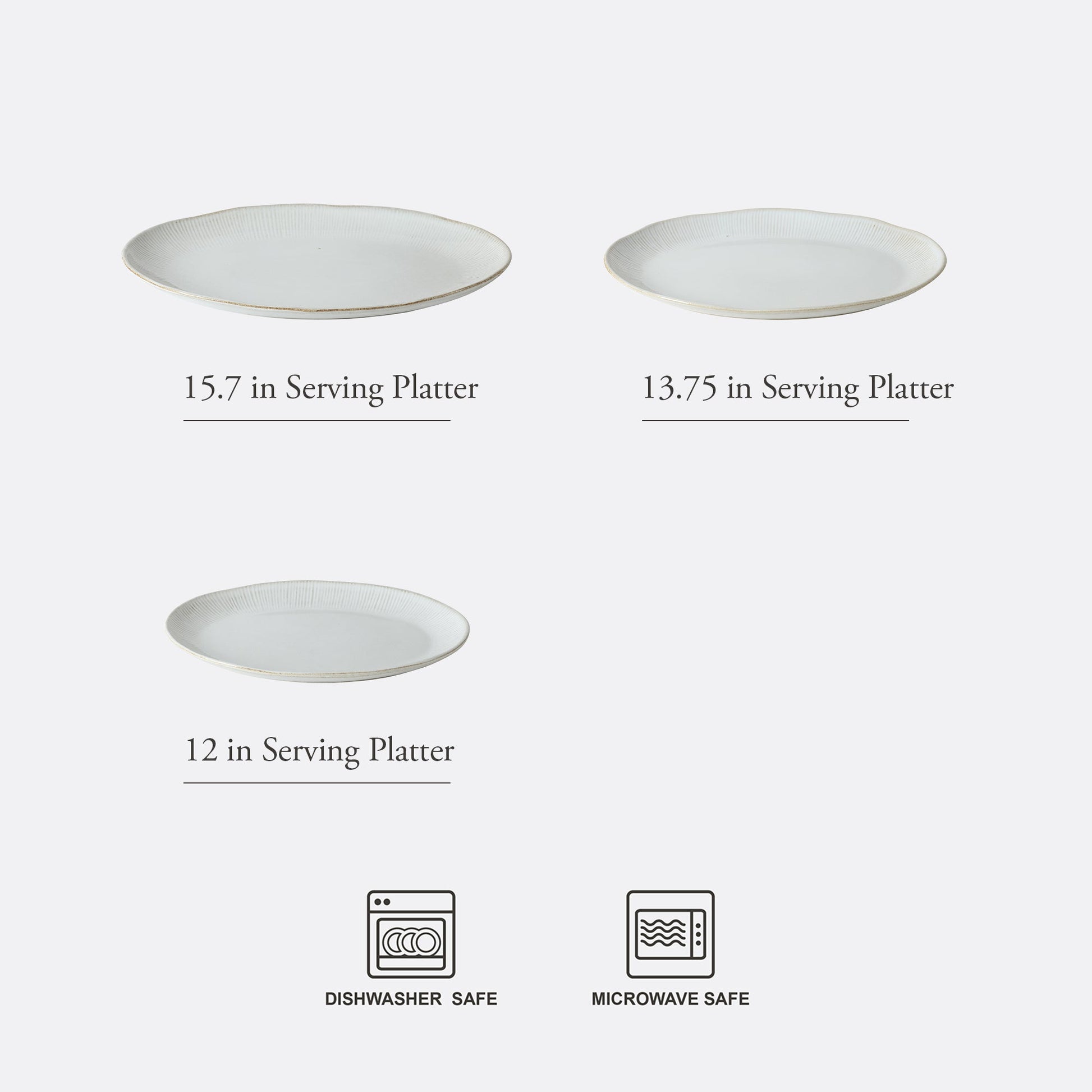 Gibson Elite Sandy Pines 3 Piece Oval Platter Set, 15.7”, 13.75” & 12” Stoneware Serving Platters, Reactive Glaze Finish, Microwave & Dishwasher Safe
