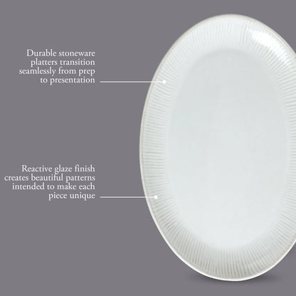 Gibson Elite Sandy Pines 3 Piece Oval Platter Set, 15.7”, 13.75” & 12” Stoneware Serving Platters, Reactive Glaze Finish, Microwave & Dishwasher Safe