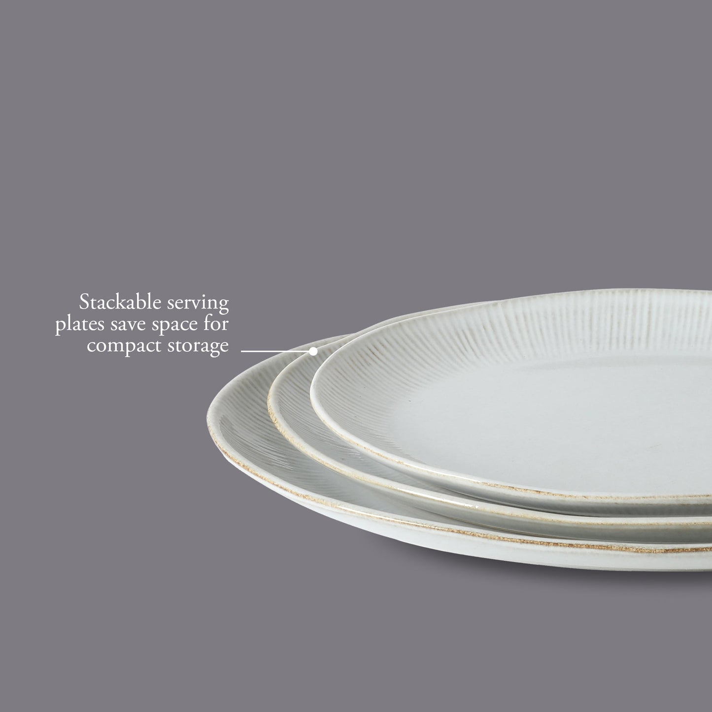 Gibson Elite Sandy Pines 3 Piece Oval Platter Set, 15.7”, 13.75” & 12” Stoneware Serving Platters, Reactive Glaze Finish, Microwave & Dishwasher Safe