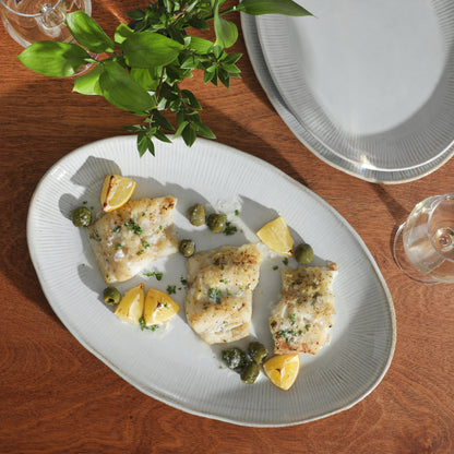 Gibson Elite Sandy Pines 3 Piece Oval Platter Set, 15.7”, 13.75” & 12” Stoneware Serving Platters, Reactive Glaze Finish, Microwave & Dishwasher Safe