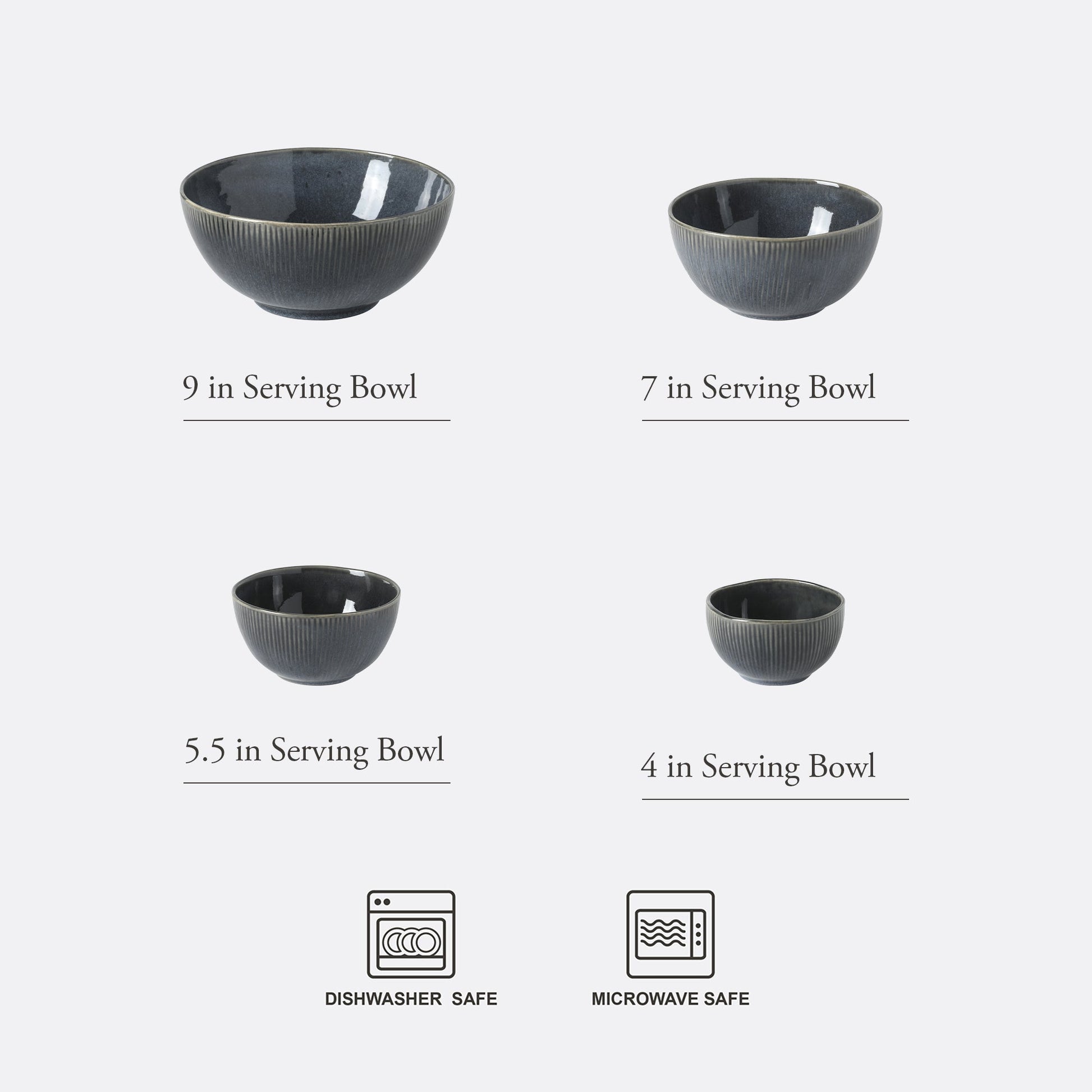 Gibson Elite Sandy Pines 4 Piece Nesting Bowl Set, 4”, 5.5”, 7” & 9” Round Stoneware Bowls, Reactive Glaze Finish, Mixing, Prep & Serving Bowls, Microwave & Dishwasher Safe