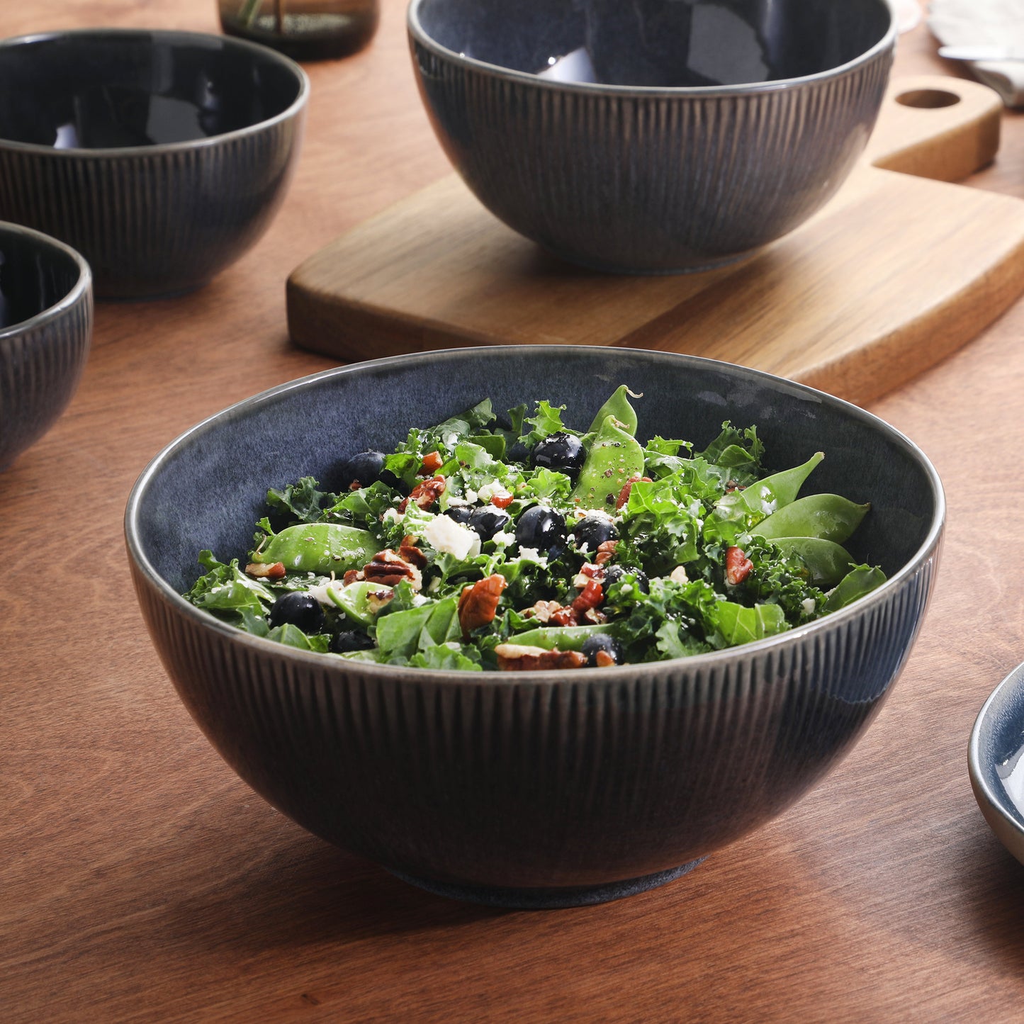 Gibson Elite Sandy Pines 4 Piece Nesting Bowl Set, 4”, 5.5”, 7” & 9” Round Stoneware Bowls, Reactive Glaze Finish, Mixing, Prep & Serving Bowls, Microwave & Dishwasher Safe