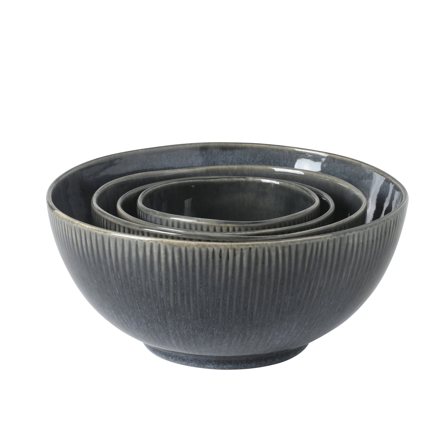 Gibson Elite Sandy Pines 4 Piece Nesting Bowl Set, 4”, 5.5”, 7” & 9” Round Stoneware Bowls, Reactive Glaze Finish, Mixing, Prep & Serving Bowls, Microwave & Dishwasher Safe