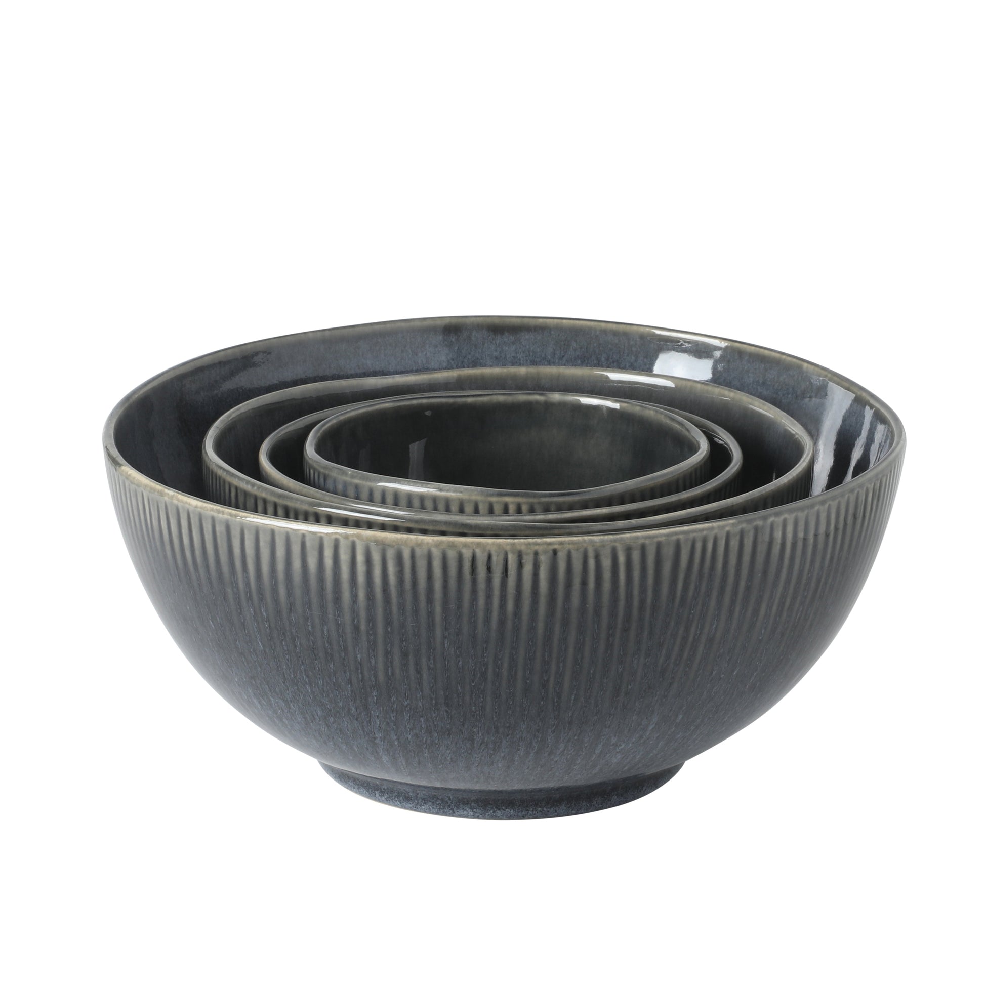 Gibson Elite Sandy Pines 4 Piece Nesting Bowl Set, 4”, 5.5”, 7” & 9” Round Stoneware Bowls, Reactive Glaze Finish, Mixing, Prep & Serving Bowls, Microwave & Dishwasher Safe