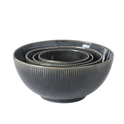 Gibson Elite Sandy Pines 4 Piece Nesting Bowl Set, 4”, 5.5”, 7” & 9” Round Stoneware Bowls, Reactive Glaze Finish, Mixing, Prep & Serving Bowls, Microwave & Dishwasher Safe