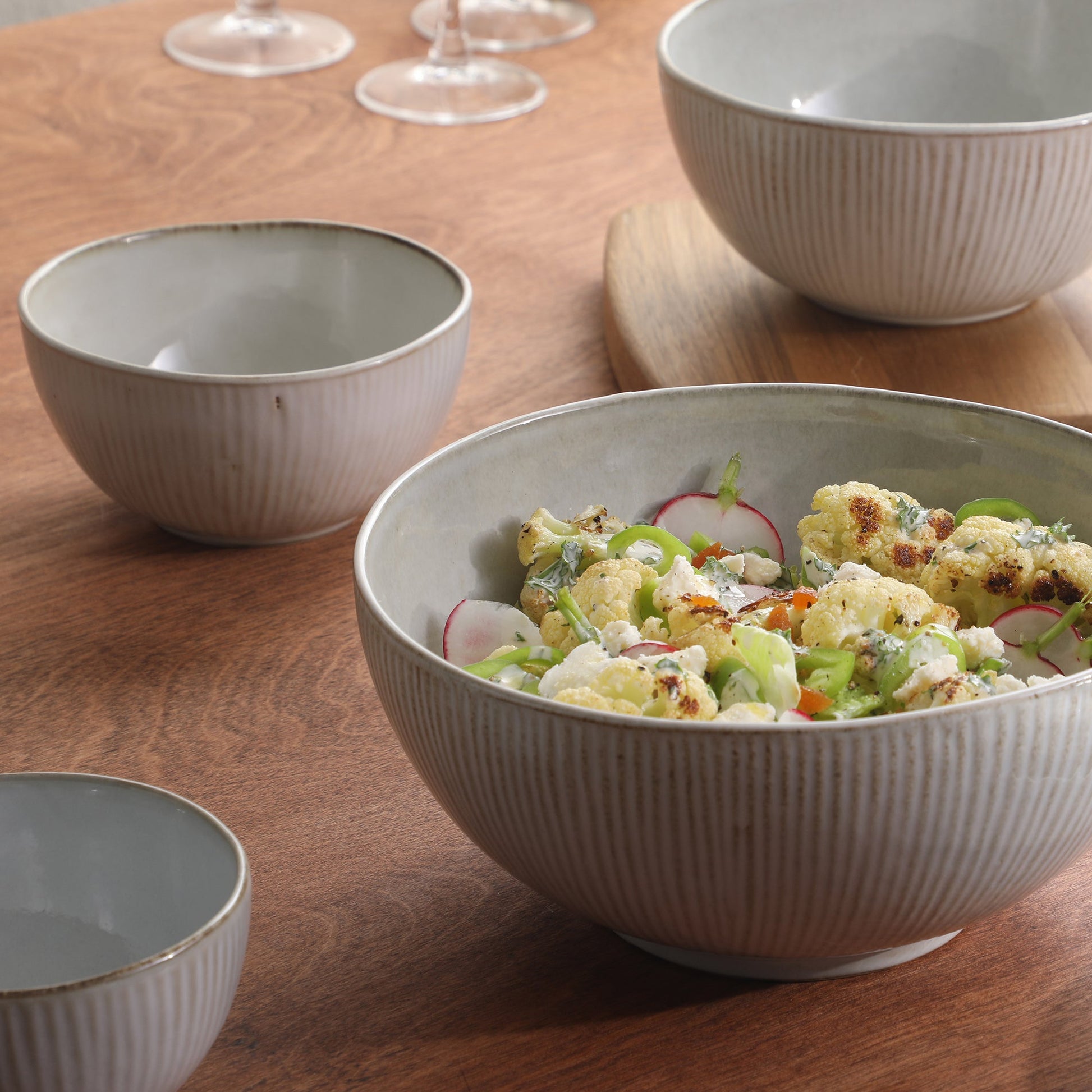 Gibson Elite Sandy Pines 4 Piece Nesting Bowl Set, 4”, 5.5”, 7” & 9” Round Stoneware Bowls, Reactive Glaze Finish, Mixing, Prep & Serving Bowls, Microwave & Dishwasher Safe