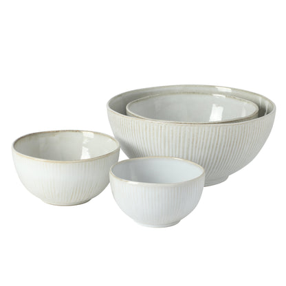 Gibson Elite Sandy Pines 4 Piece Nesting Bowl Set, 4”, 5.5”, 7” & 9” Round Stoneware Bowls, Reactive Glaze Finish, Mixing, Prep & Serving Bowls, Microwave & Dishwasher Safe