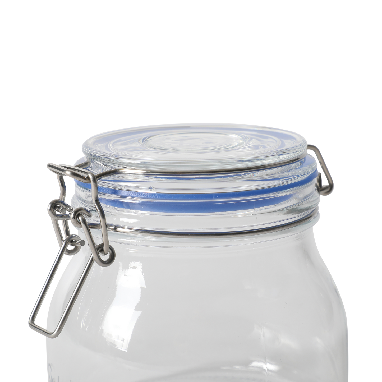 Sur La Table Lyon Court 4-Piece Glass Canister Set with Airtight Trigger Clamp Lids, Clear – 71 oz, 54 oz, 37 oz & 22.5 oz Sizes, Rubber Gasket Seal, Dishwasher Safe Food Storage Jars