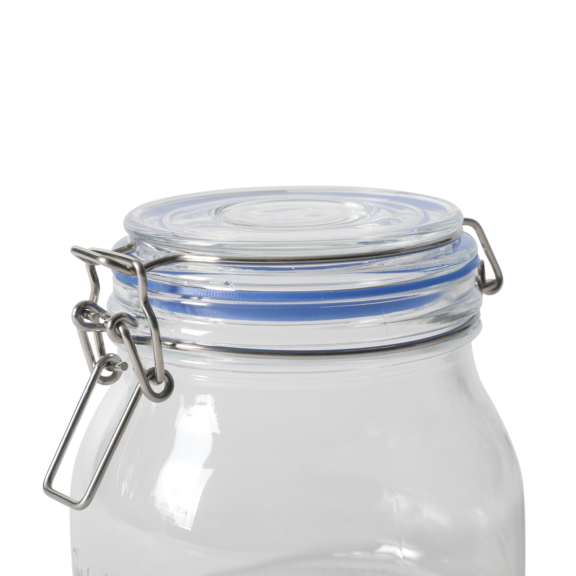 Sur La Table Lyon Court 4-Piece Glass Canister Set with Airtight Trigger Clamp Lids, Clear – 71 oz, 54 oz, 37 oz & 22.5 oz Sizes, Rubber Gasket Seal, Dishwasher Safe Food Storage Jars