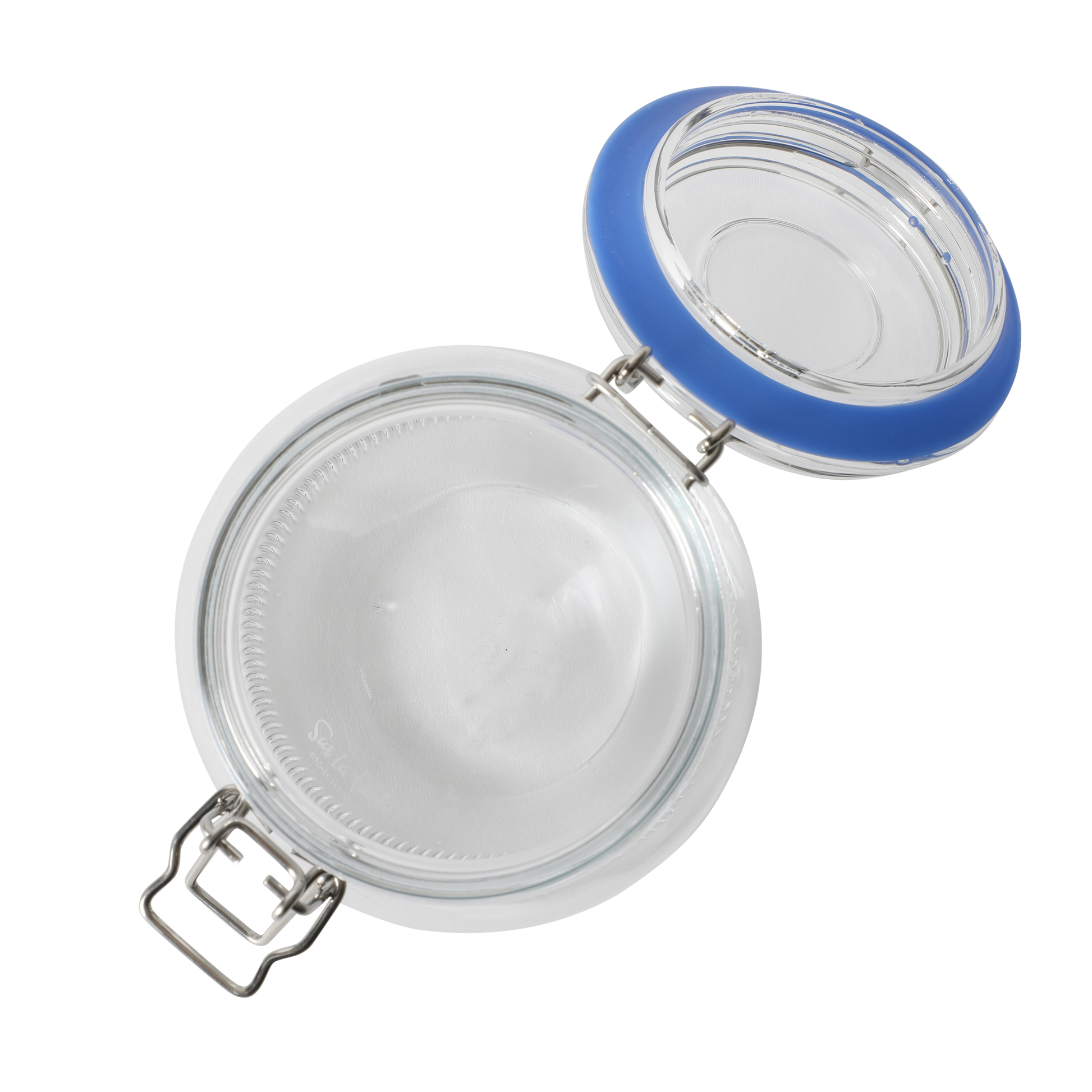 Sur La Table Lyon Court 4-Piece Glass Canister Set with Airtight Trigger Clamp Lids, Clear – 71 oz, 54 oz, 37 oz & 22.5 oz Sizes, Rubber Gasket Seal, Dishwasher Safe Food Storage Jars