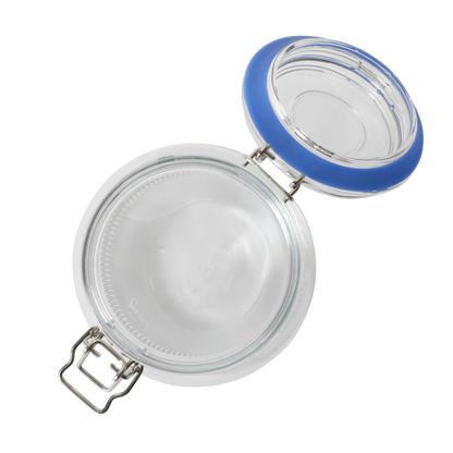 Sur La Table Lyon Court 4-Piece Glass Canister Set with Airtight Trigger Clamp Lids, Clear – 71 oz, 54 oz, 37 oz & 22.5 oz Sizes, Rubber Gasket Seal, Dishwasher Safe Food Storage Jars