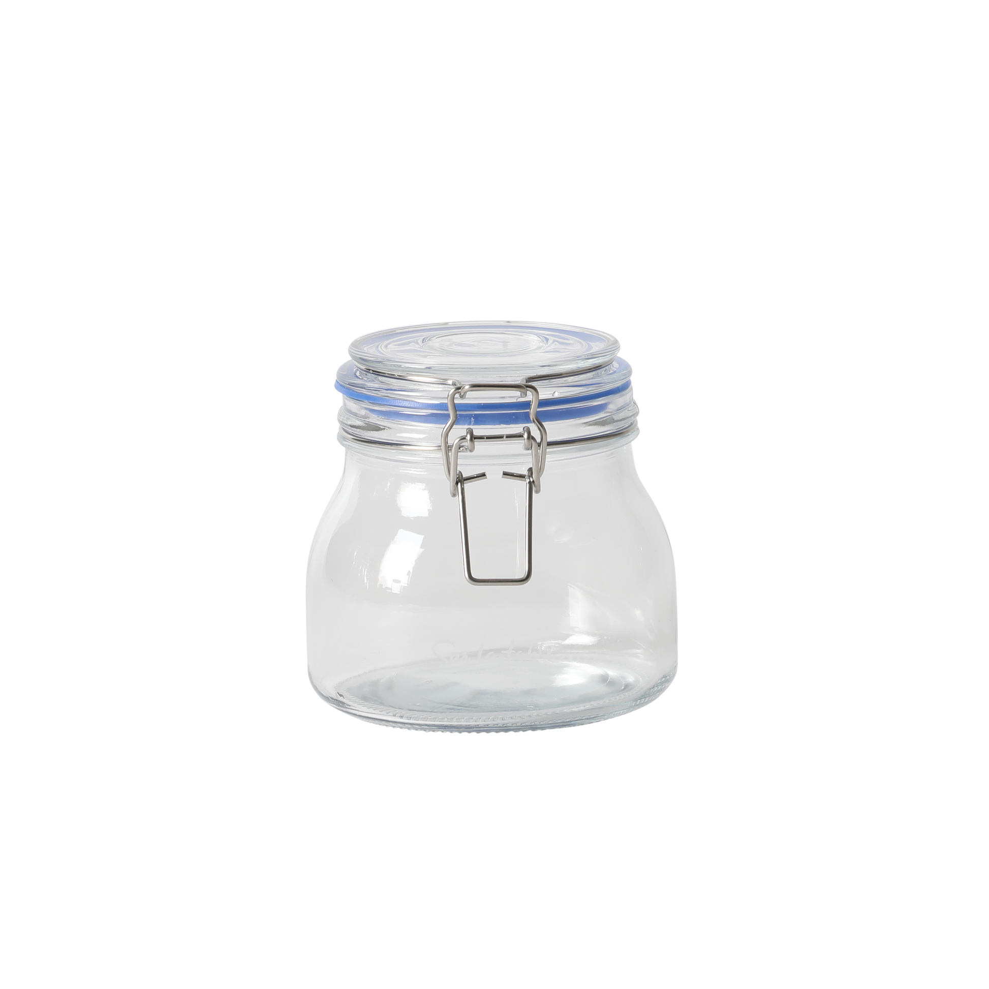 Sur La Table Lyon Court 4-Piece Glass Canister Set with Airtight Trigger Clamp Lids, Clear – 71 oz, 54 oz, 37 oz & 22.5 oz Sizes, Rubber Gasket Seal, Dishwasher Safe Food Storage Jars